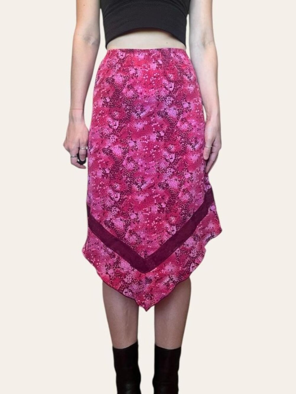 Xhilaration y2k vintage hot pink snake print pointed hem skirt - Medium